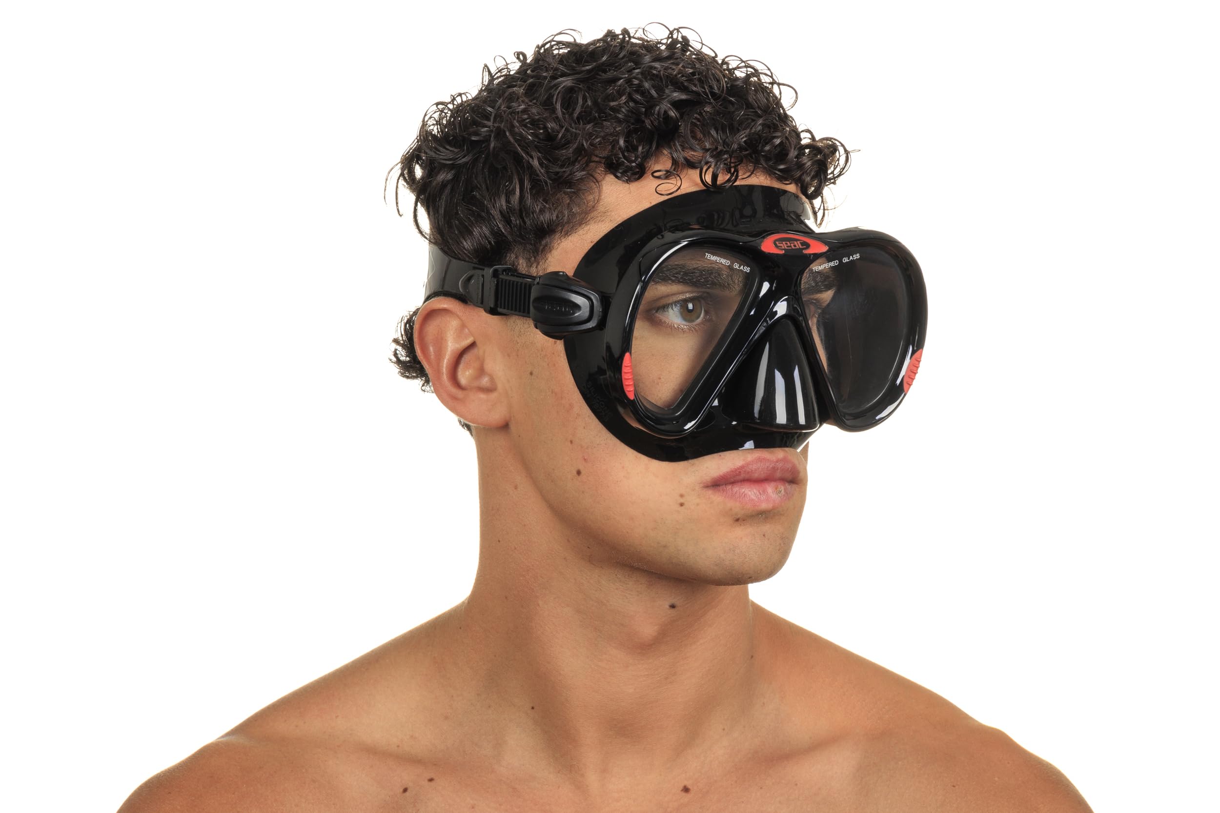 SEAC Iena – Máscara de Snorkel de Silicona, Doble Lente de Vidrio Templado de 3 mm, Ajuste Rápido