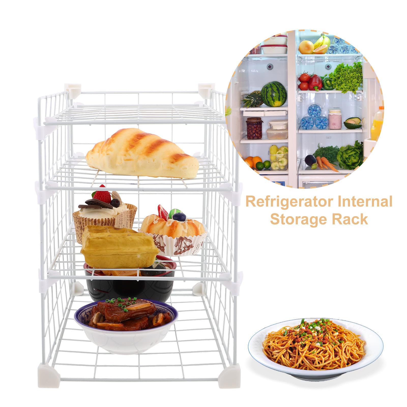 PRETYZOOM Organizador de Refrigerador de Hierro Blanco Rejilla Ajustable