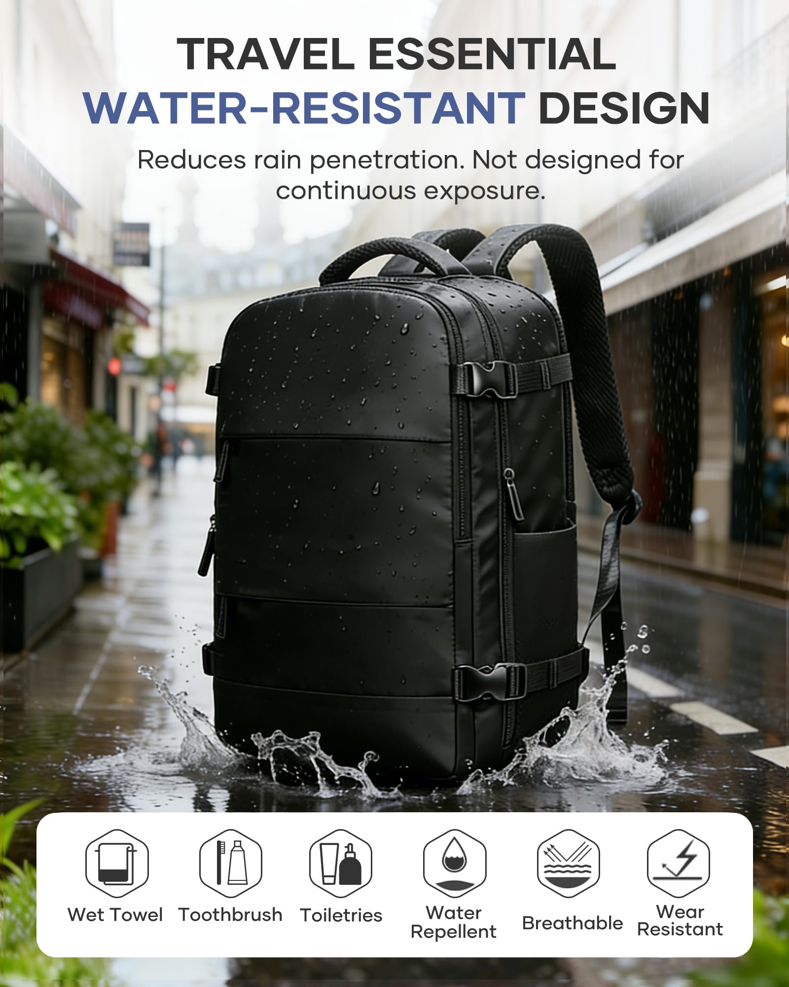 Vakuum Rucksack Handgepäck Airbag Rucksack mit Vakuumpumpe Travel Vacuum Backpack Damen Herren Vacpack Tasche Handgepäck Flugzeug Reiserucksack mit Vakuumsystem, Schwarz