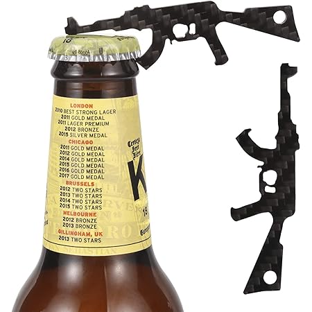 CRMPro Carbon Fiber Bottle Opener 2 Pack, Ultralight Keychain Bottle Openers for Outdoor Campaign Bar Restaurant, Portable Wine Opener Best Gift for Men Soldier