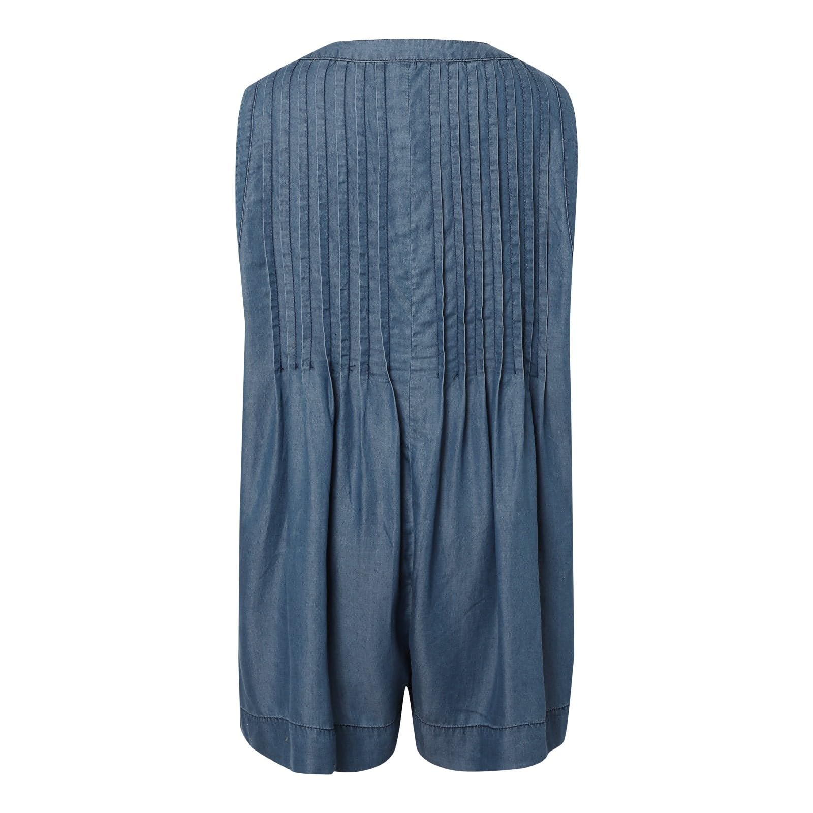 Generico Tutine Donna Aderente - Tutina Donna Corta - Salopette Corta in Denim Senza Maniche con Lacci sul Davanti da Donna con Tasca