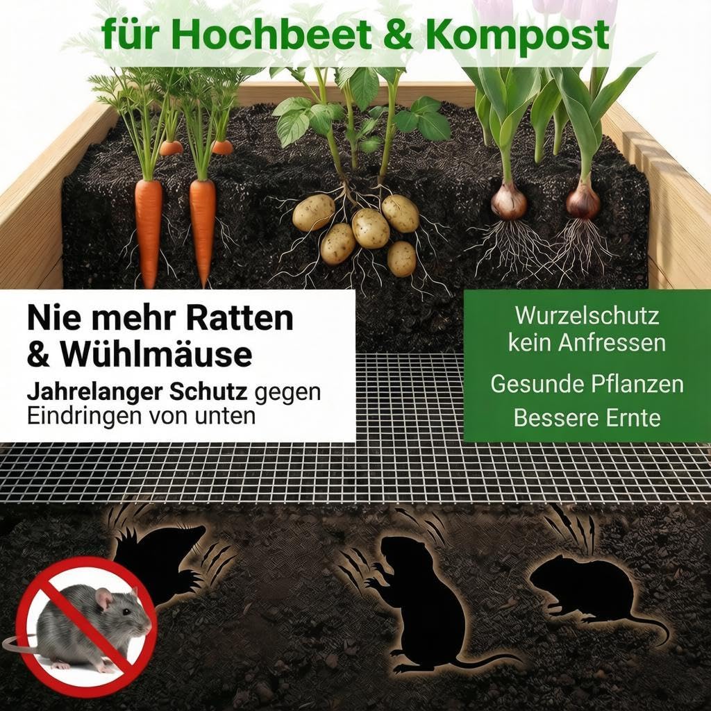 Amagabeli 1,0 X 25 Meter Hasendraht 100cm Volierendraht 12,7 mm Maschenweite Maulwurfgitter Wühlmausgitter Für Hochbeet Zaun Hühnerdraht Maschendrahtzaun Kaninchendraht Drahtgitter Feuerverzinkt
