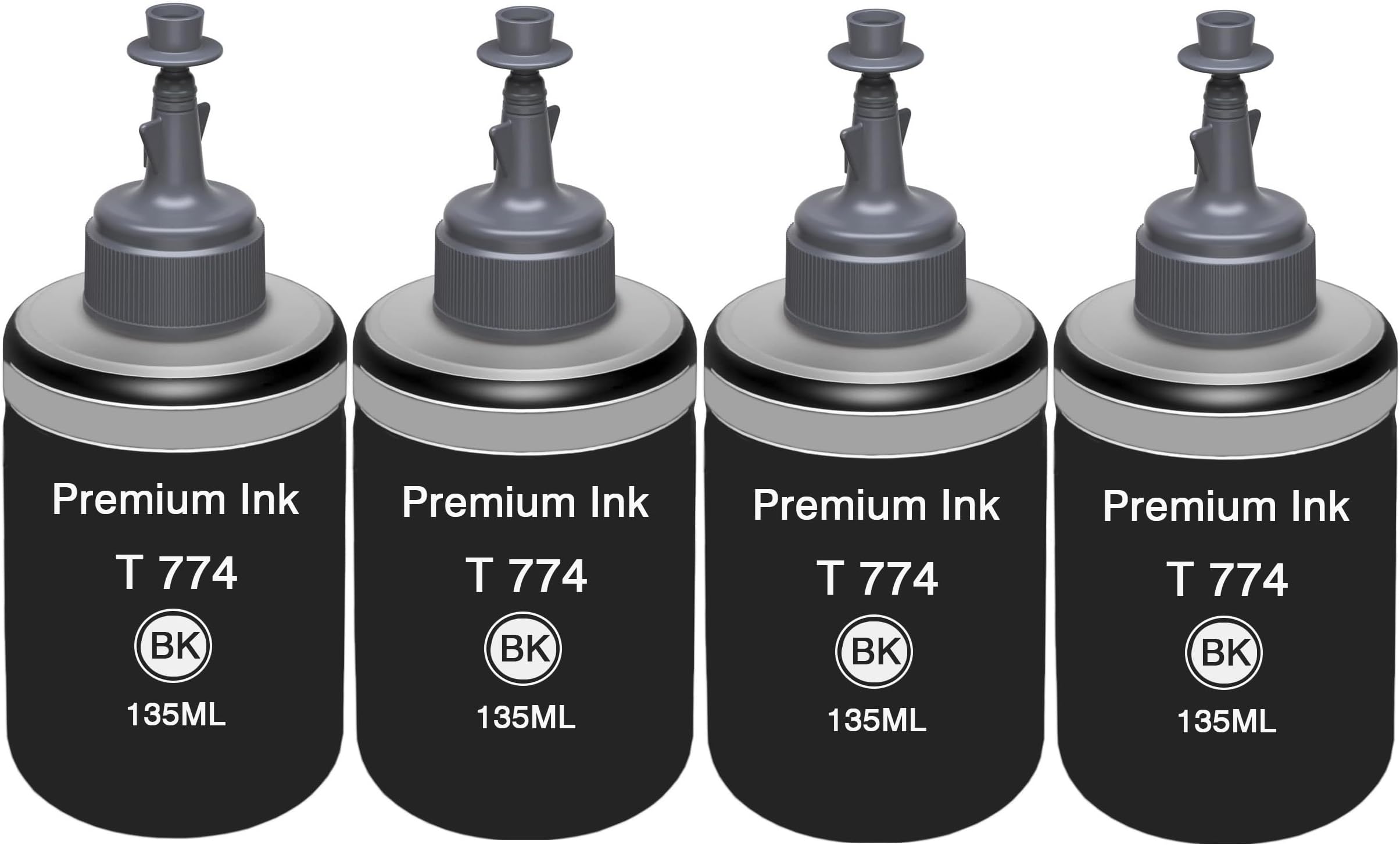 MOMAD 774/7741 / T7741 Black Ink Refill Bottle Compatible for Epson M100 / M105 / M200 / M205 / L605 / L655 / L1455 Printer -140ml Each Bottle (Pack of 4)