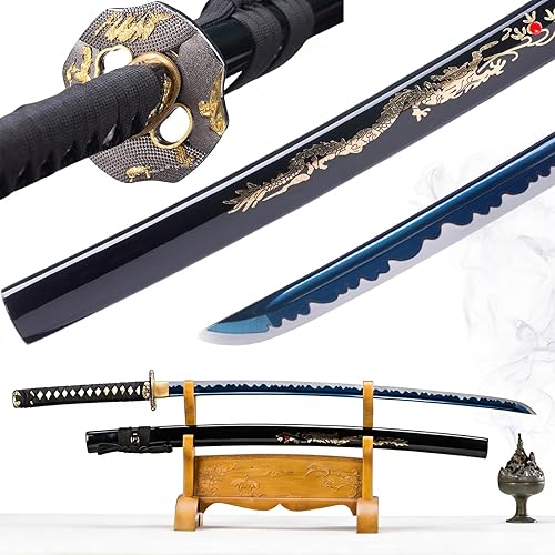 Miniatura 14 de Katana afilada hecha a mano, arcilla tradicional de acero templado 1060/9260/T10, espada Katana real de espiga completa, auténtica espada samurái