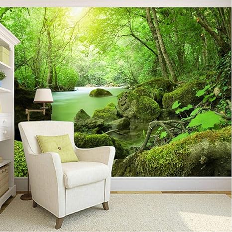 Amazon Co Jp 壁紙の壁画大きな壁の絵 カスタム3d写真の壁紙森の石緑の風景写真の背景背景リビングルームの壁のモダンな壁紙 350x250cm Diy 工具 ガーデン
