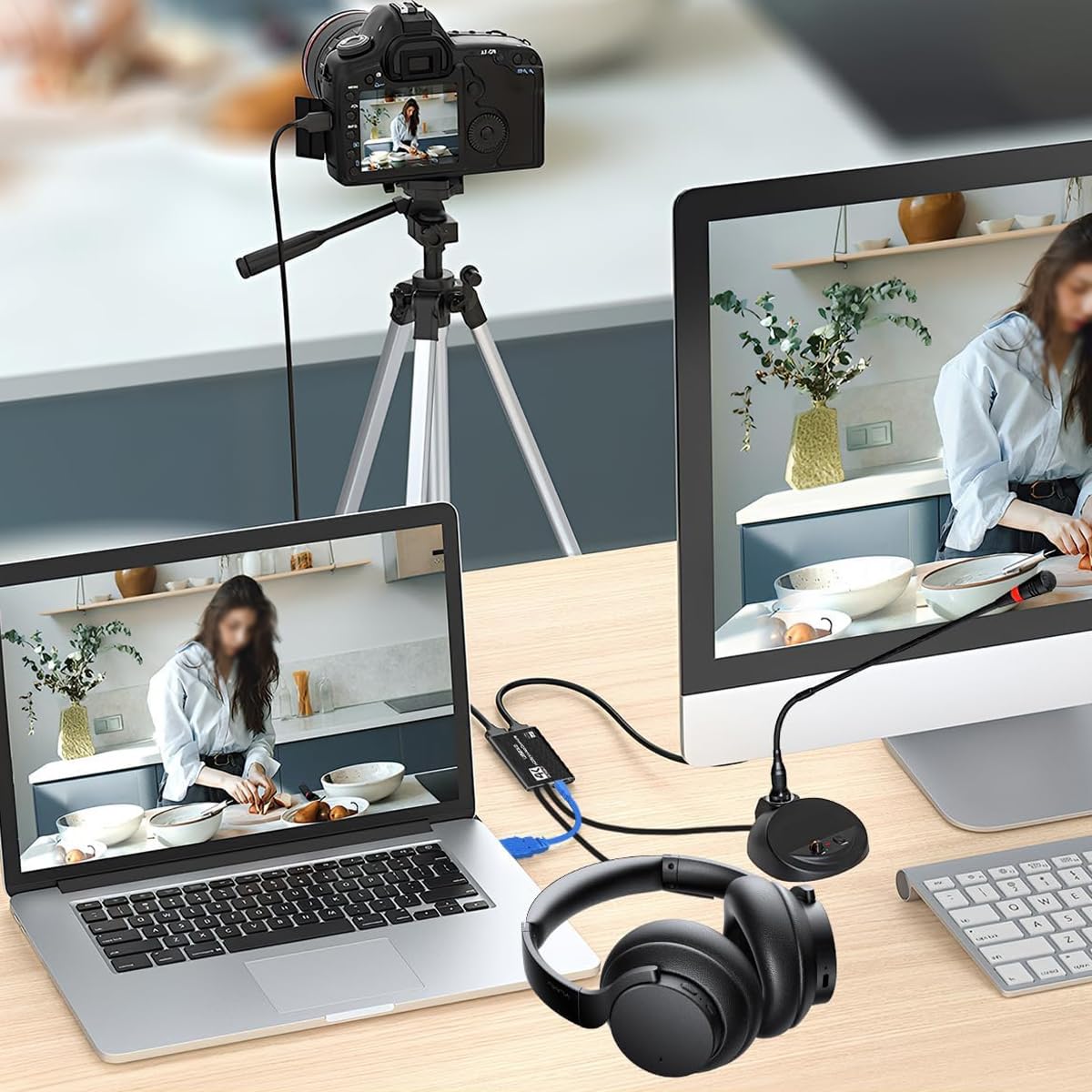 Carte d'acquisition vidéo HDMI 4K, périphérique vidéo USB 3.0 Full HD 1080p 60 ips pour l'enregistrement et le streaming depuis une caméra P5 ou un PC.