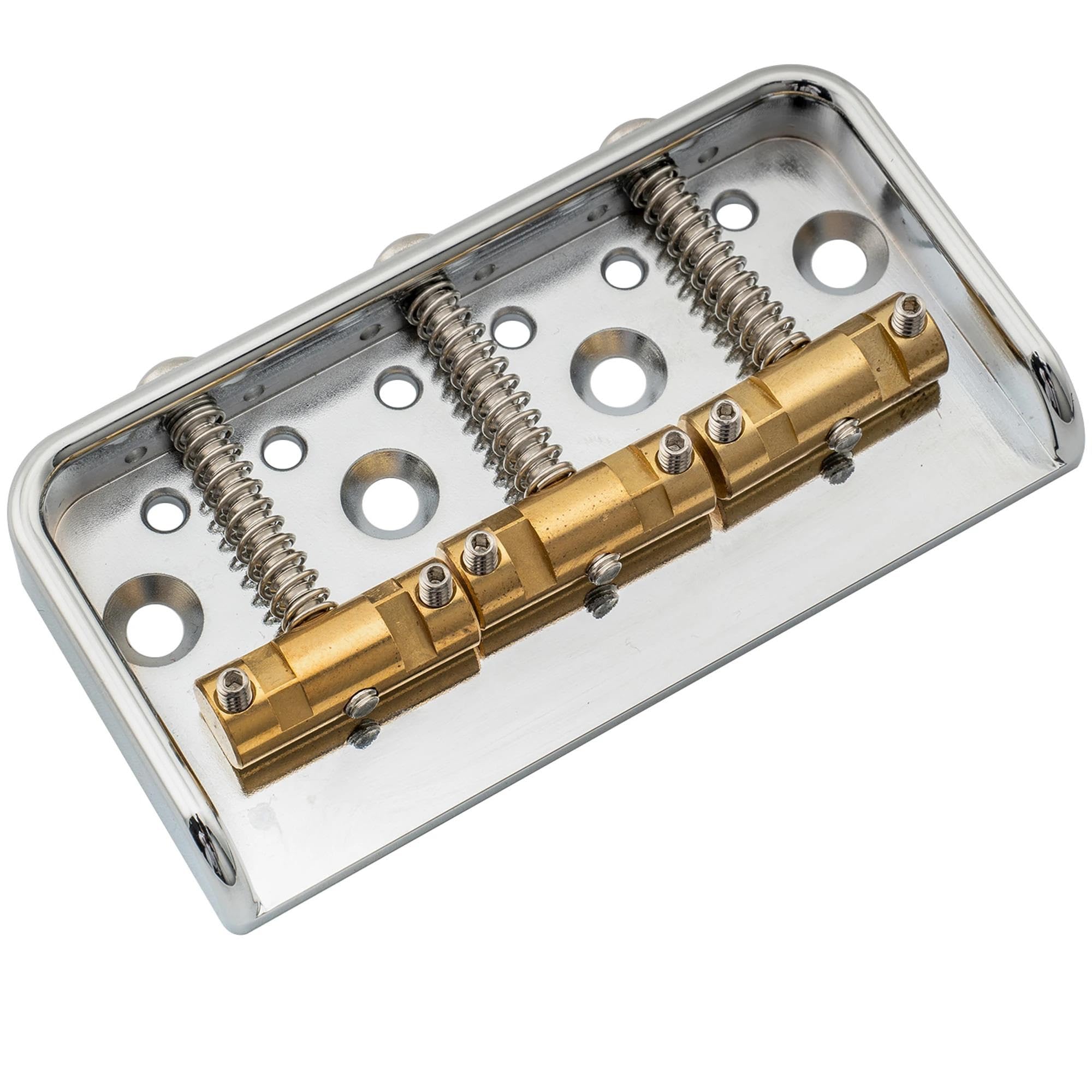 Mostek Gitarowy Rozstaw Strun 54 Mm Pełna Solidna Aluminiowa Krótka Płyta Z Mosiężnym Mostkiem 3 Siodłami Kompensacją(Chrome)