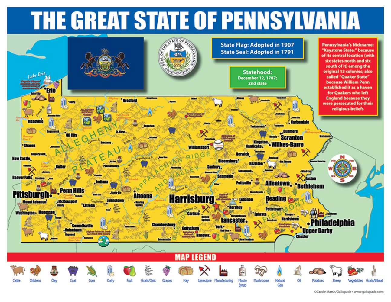 Gallopade Publishing Group Pennsylvania State Map for Students - Pack of 30 (9780635106650)
