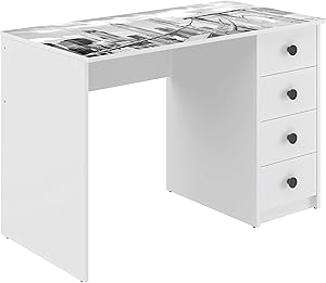 Movian Constance 4-Drawer Desk, 56 x 110 x 73.5cm, White & Print