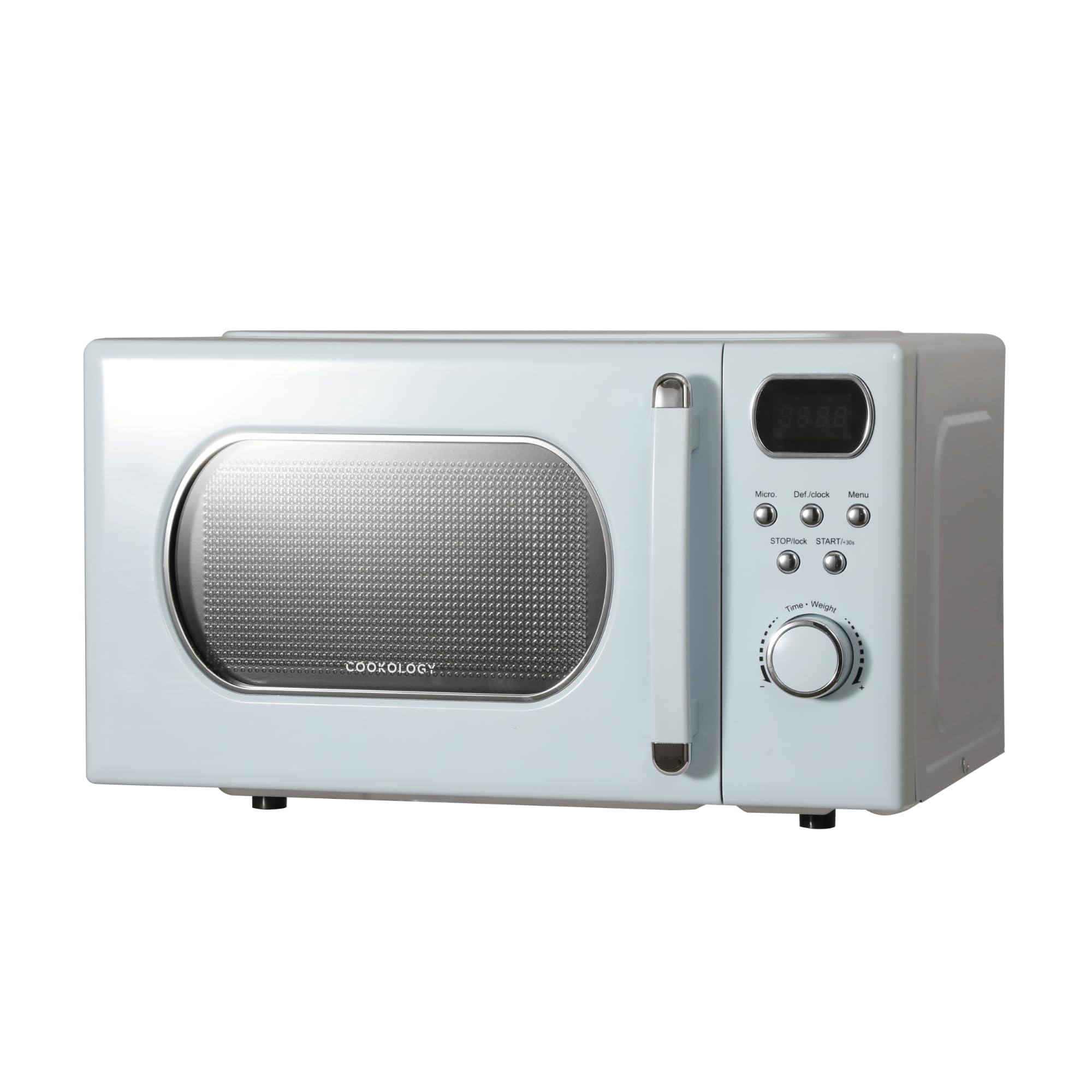 Cookology 20L Freestanding Retro Microwave 800W with 25.5cm Turntable - 8 Auto Cooking Programs - 5 Power Levels - Defrost Setting - Easy-Clean - Baby Blue