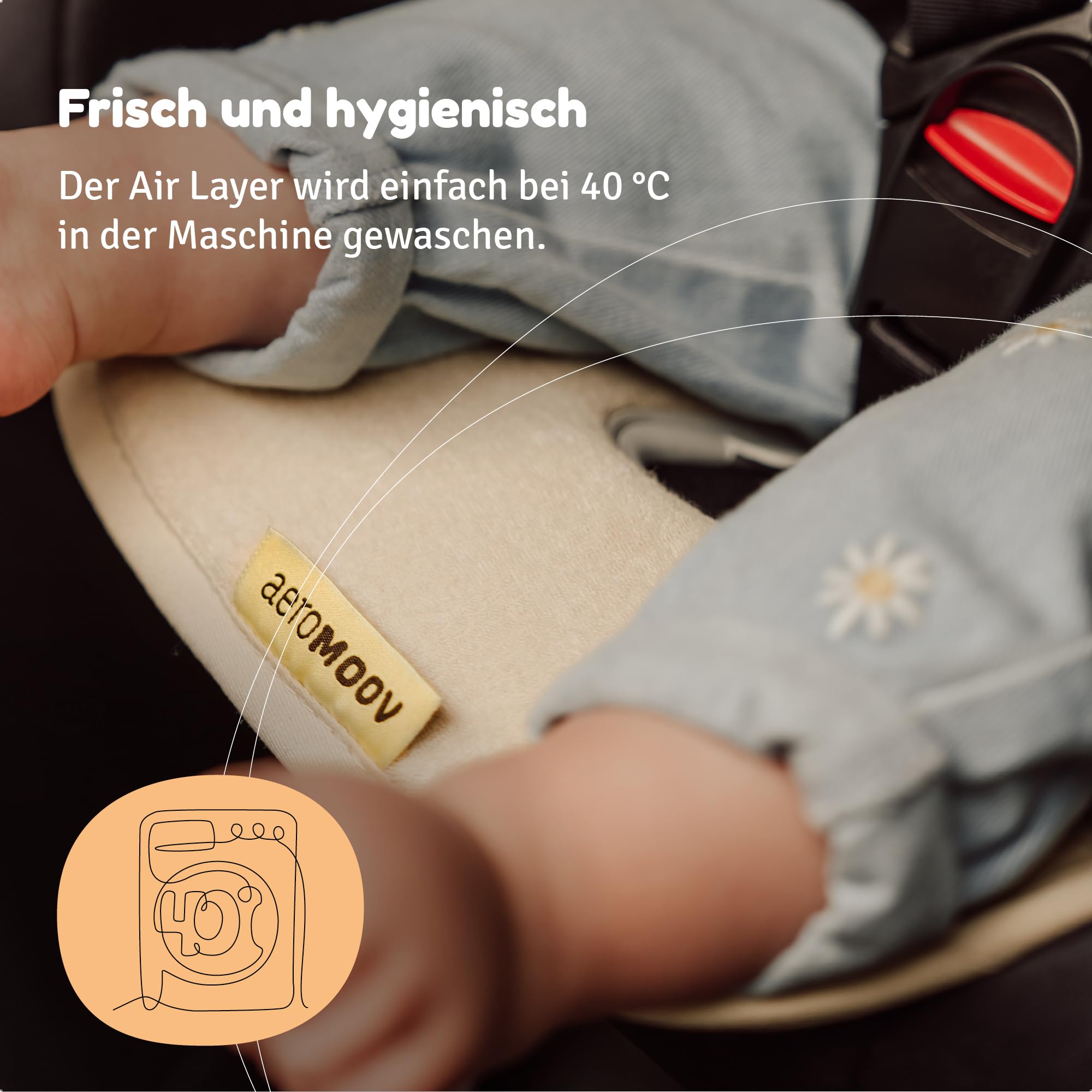 Aeromoov Baby Sitzauflage Air Layer Einlage für Autositz Kinderwagen Gruppe 1 Antischwitz Sommerbezug Bio-Baumwolle Vanilla