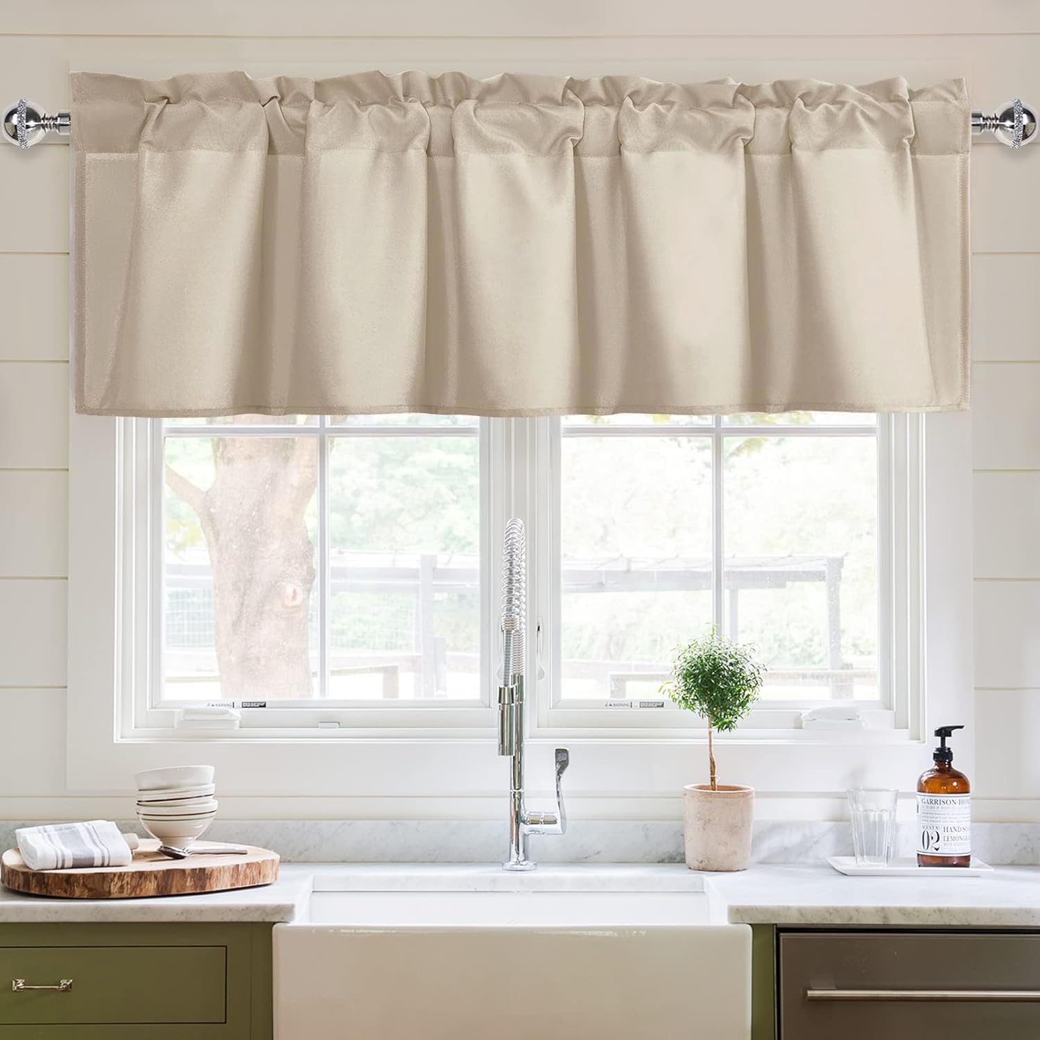 XWZO Kitchen Valances Curtains for Windows Living Room Bedroom Bathroom Toppers Farmhouse Style Rustic Dinning Room Thermal Insulated Rod Pocket, W72