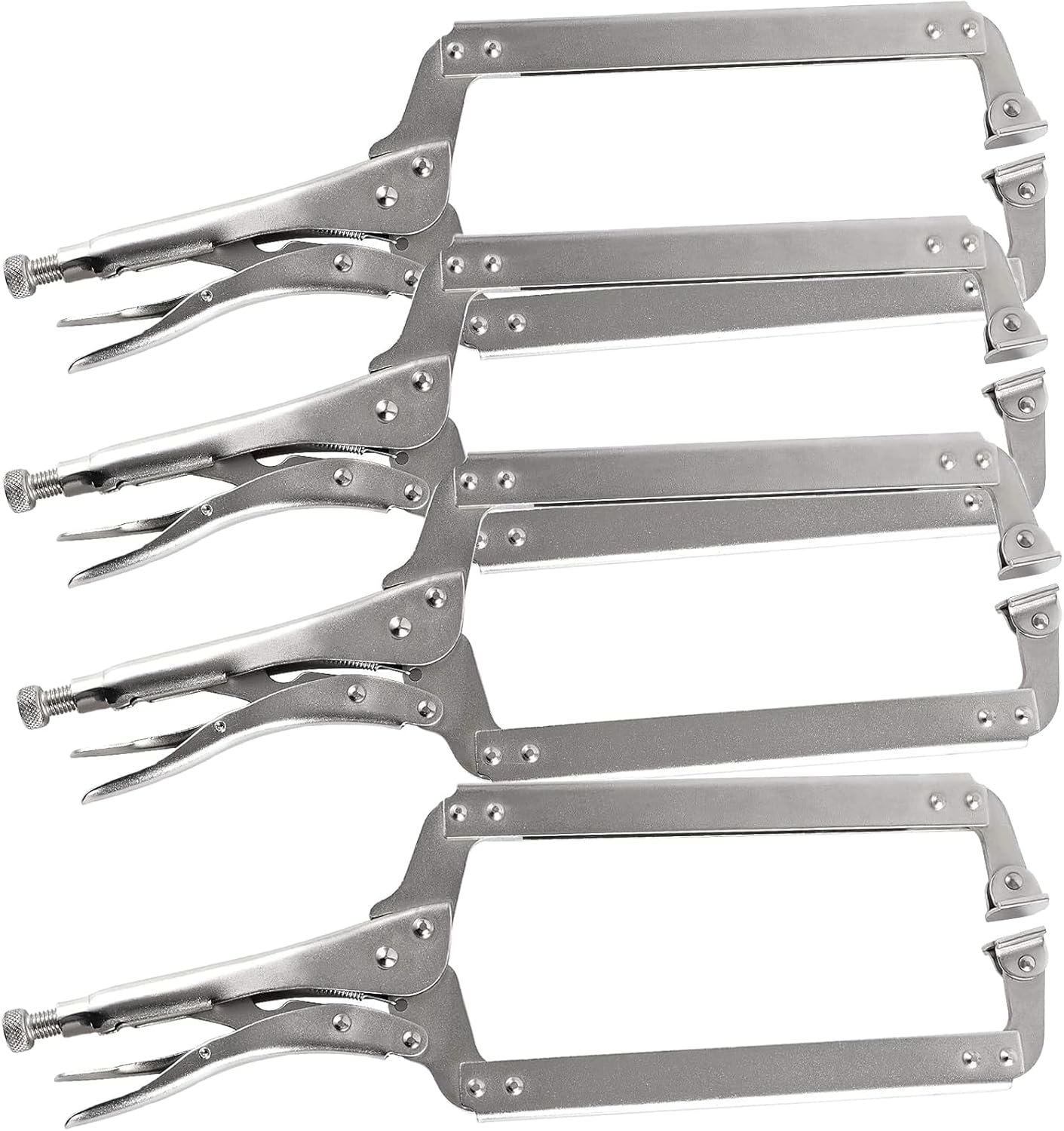 HOZEON 4 PCS 18 Inch C Clamp Welding Pliers with Swivel Pads, Heavy Duty Welding Clamp,Woodworking Clamps Set, Adjustable Nickel Plated C Pliers for Wood Working, Welding, Electrician Maintenance