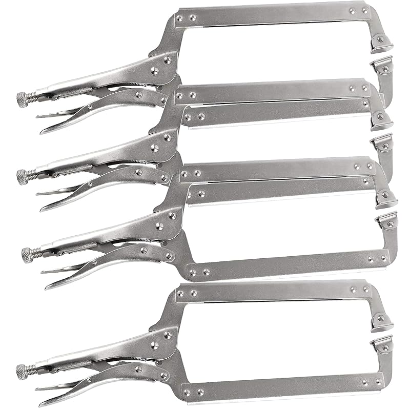 Alicate de Pressão Tipo C para Solda HOZEON com Almofadas Giratórias Ajustáveis, 45,7 cm, Aço-Carbono, Pacote com 4