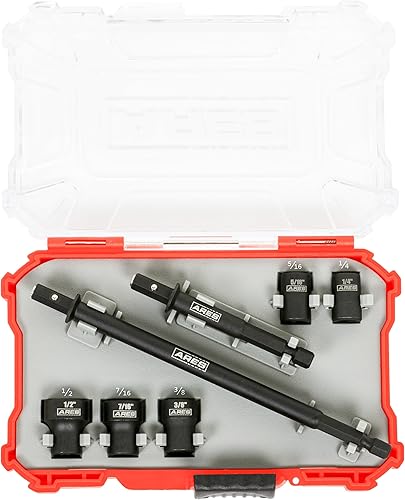 ARES 27086  Juego de destornilladores de tuercas  SAE magnético de 7 piezas  Desmontable y lavable  Raúdes radiales de 6 puntos de carga en planos