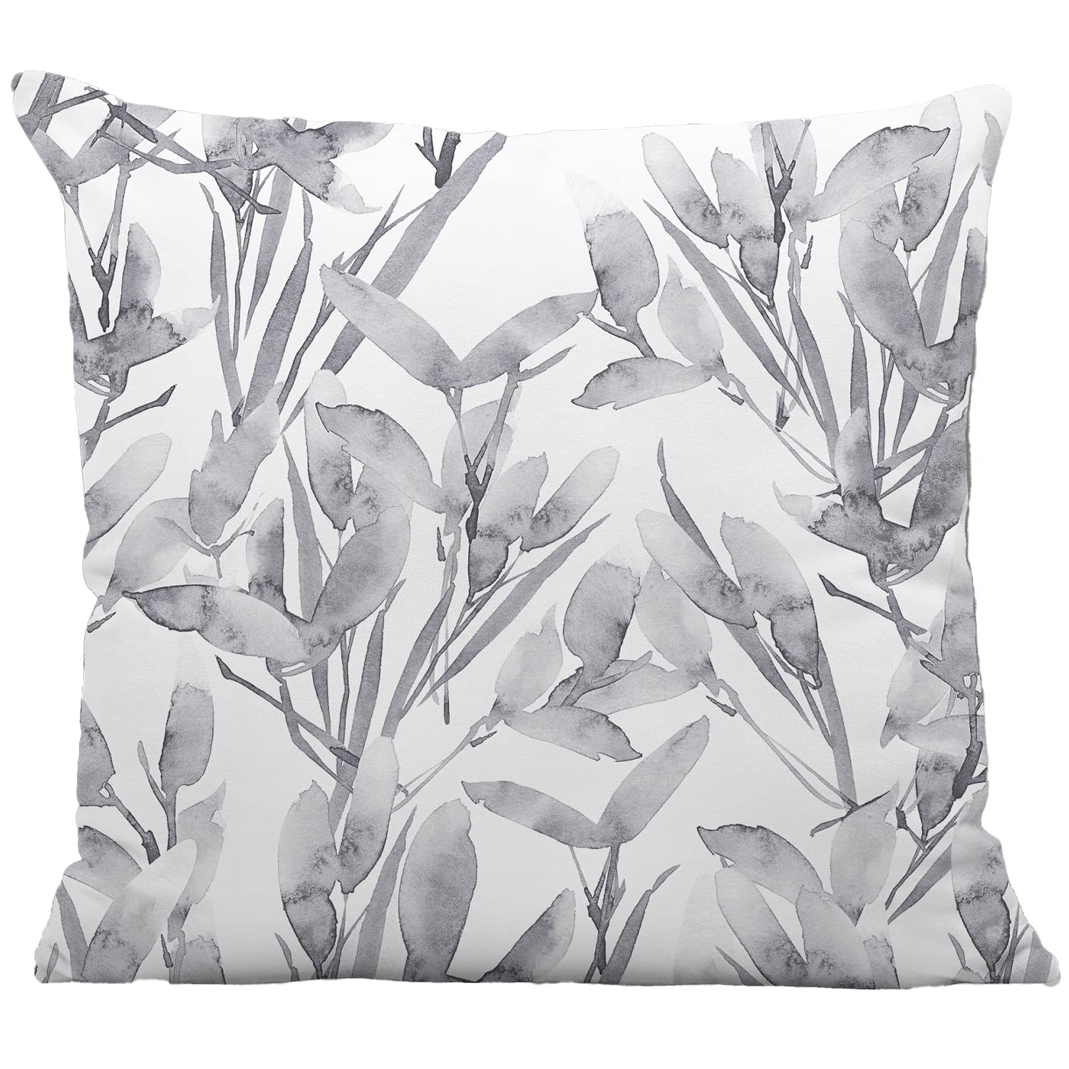 NightComfort 100% Cotton Cushion Cover Luxury Designer Indoor & Outdoor use - Water Colour Leaves - Ideal For Sofa, Living Room, Bedroom, Rattan Garden Furniture Set, Chair, Bench (45x45cm)- Pack of 2