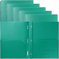 Vista 17 de Youngever Paquete de 6 carpetas de plástico resistente con dos bolsillos con 3 puntas, cierre de puntas de metal, carpeta de plástico resistente