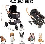 VEVOR Pet Stroller, Dog Stroller Rotate with Brakes for Small to Medium Sized Dogs, Black (4 wheels, For Pets up to 66lbs)
