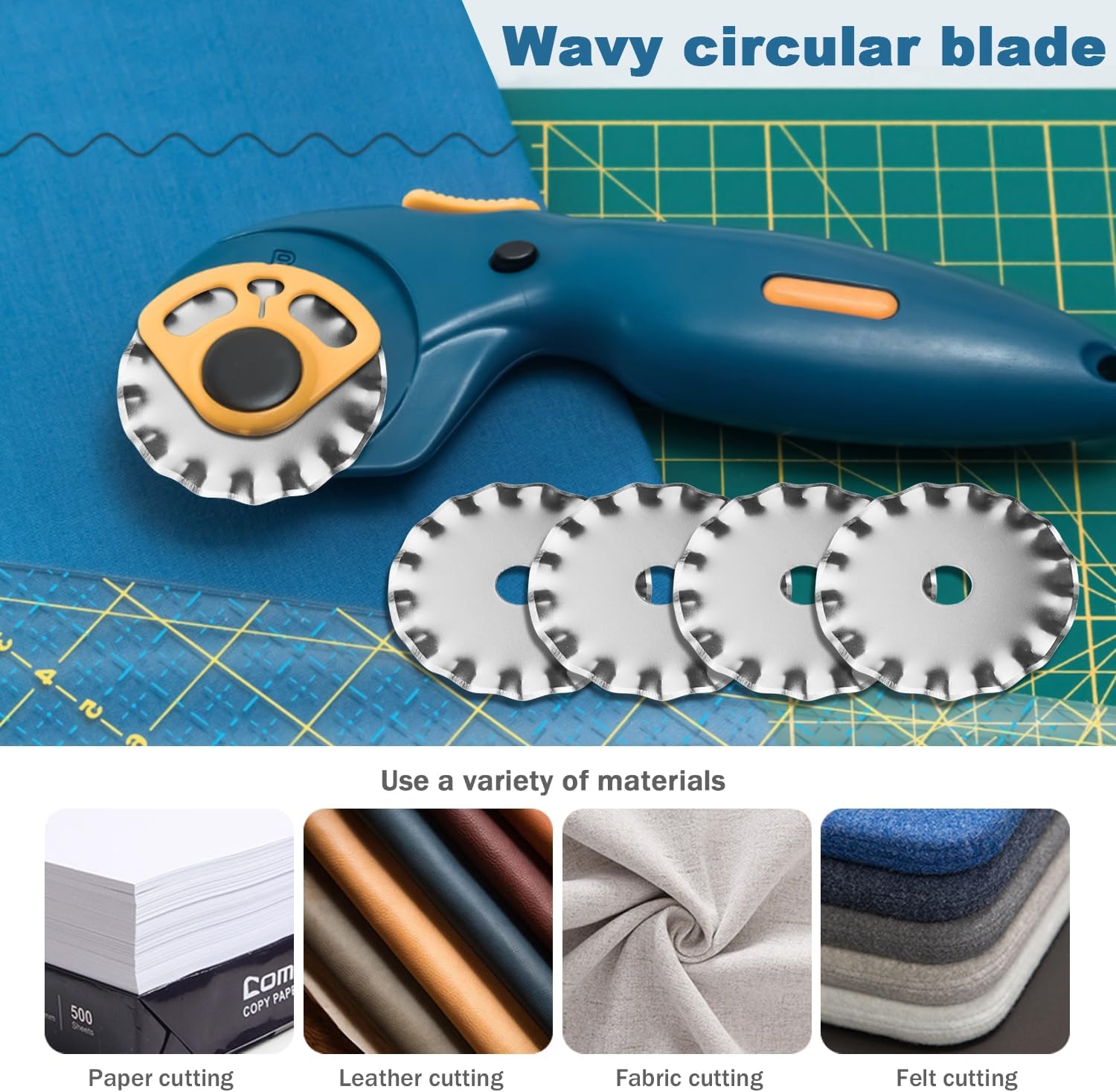 5 Pcs 28mm Pinking Rotary Cutter Blades, Bestgle Decorative Rotary Blades Replacement Rotary Cutter Blade for Quilting Sewing - Fits Fiskars, OLFA