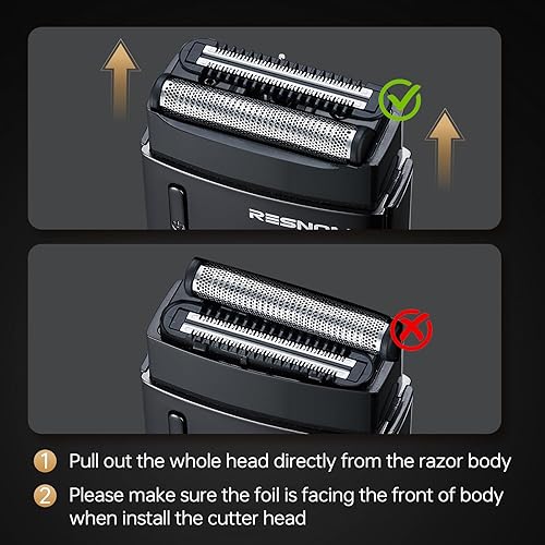 Miniatura 7 de Afeitadoras eléctricas de aluminio para hombres, maquinilla de afeitar eléctrica para hombres  2 cuchillas flotantes, IPX7 impermeable, 3 engranajes