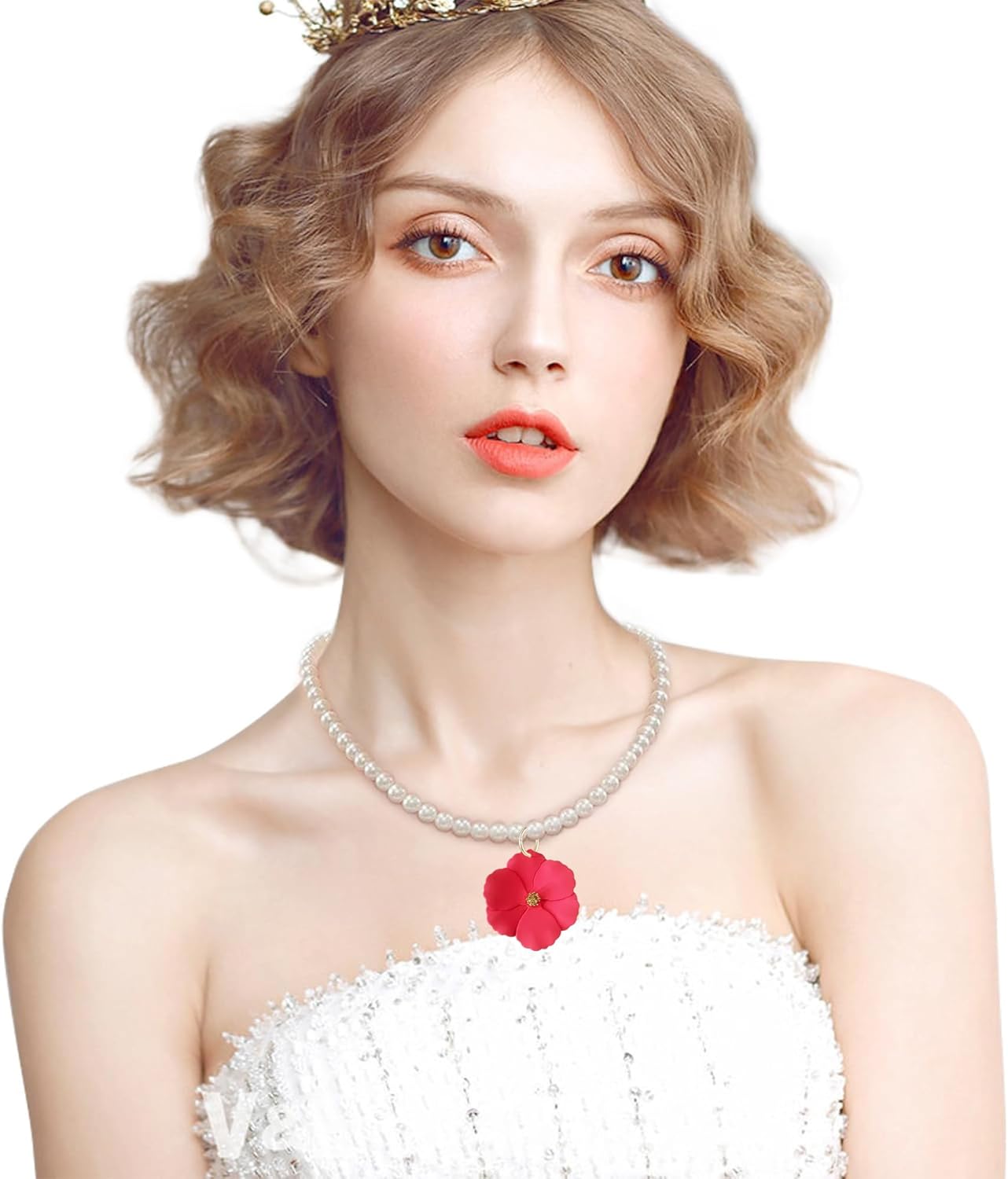 Flower Pearl Necklace for Women Boho Floral Pearl Pendant Necklace Summer Blossom Jewelry for Her Gold Plated Chain Adjustable - Image 3