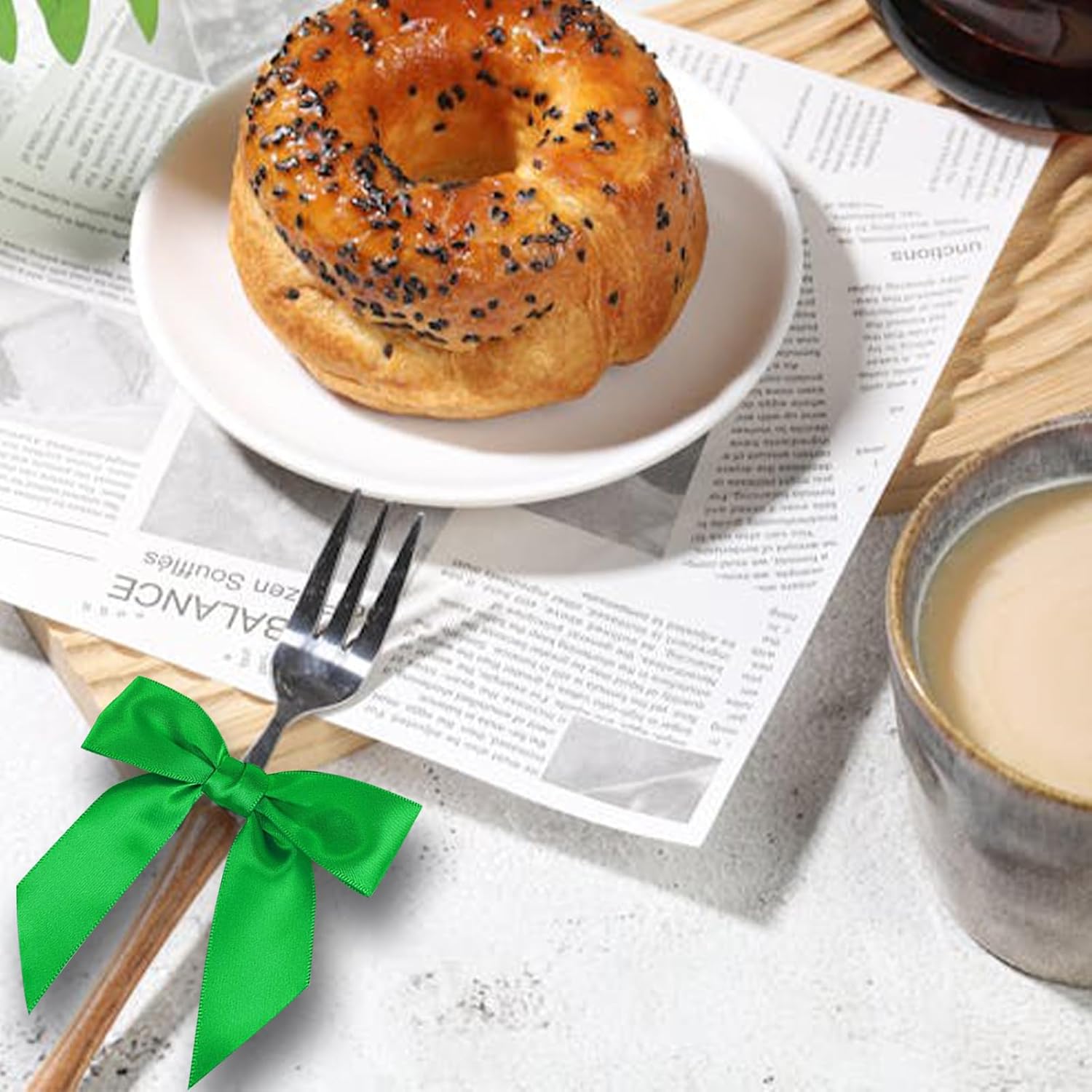 Green Twist Tie Bows for Treat Bags 2.7" Pre-Tied Bows Green Satin Ribbon Bows for Gift Wrapping Premade Bows for Crafts Party Tying The Knot Bridal Shower Bachelorette Party Decor(50 Pcs) - Image 5