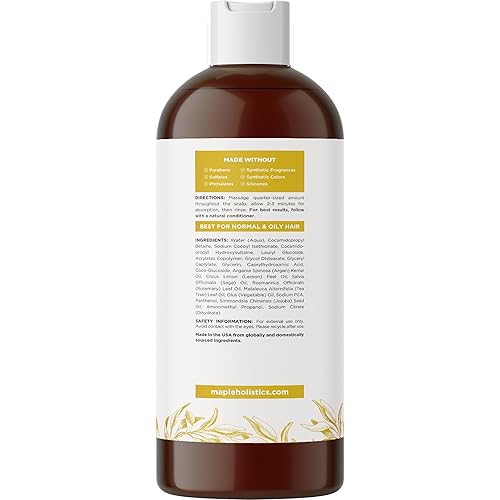 Miniatura 5 de Champú aclarante sin sulfato para cabello graso y acumulación - Fórmula de salvia de limón con aceite esencial de romero para limpieza profunda y