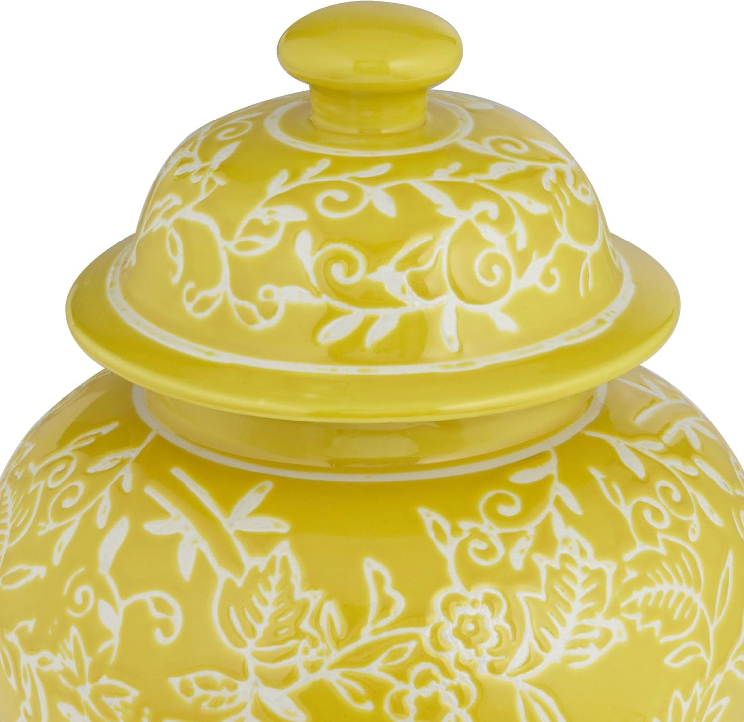 Dahlia Studios Floral Yellow and White 13" High Decorative Jar with Lid : Home & Kitchen