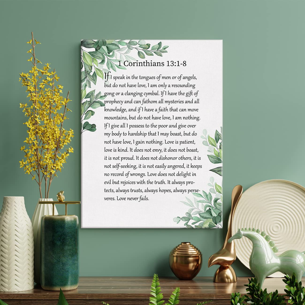 1 Corinthians 13:1-8 Bible Verse Canvas Home Wall Art Decor Scripture Painting 12x15 Christian Poster Framed Ready to Hang Gift 2