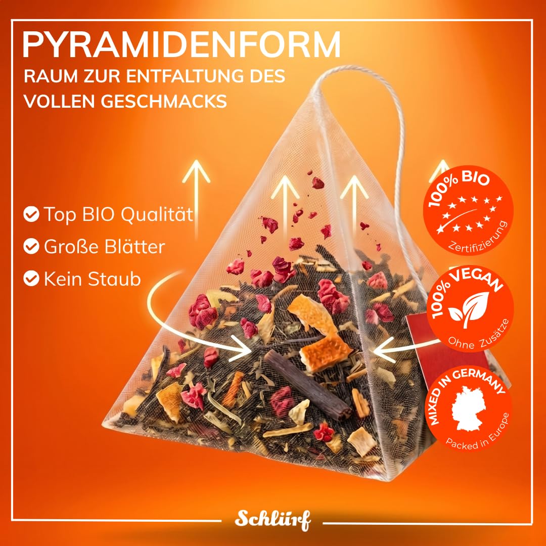 Schlürf „Greete" – Aromatischer BIO Grüner Tee aus China – Reiner Nebeltee zart-süßlich – 27 PLA Pyramidenteebeutel – PLA-Teebeutel auf Basis pflanzlicher Rohstoffe – Einzeln kuvertiert