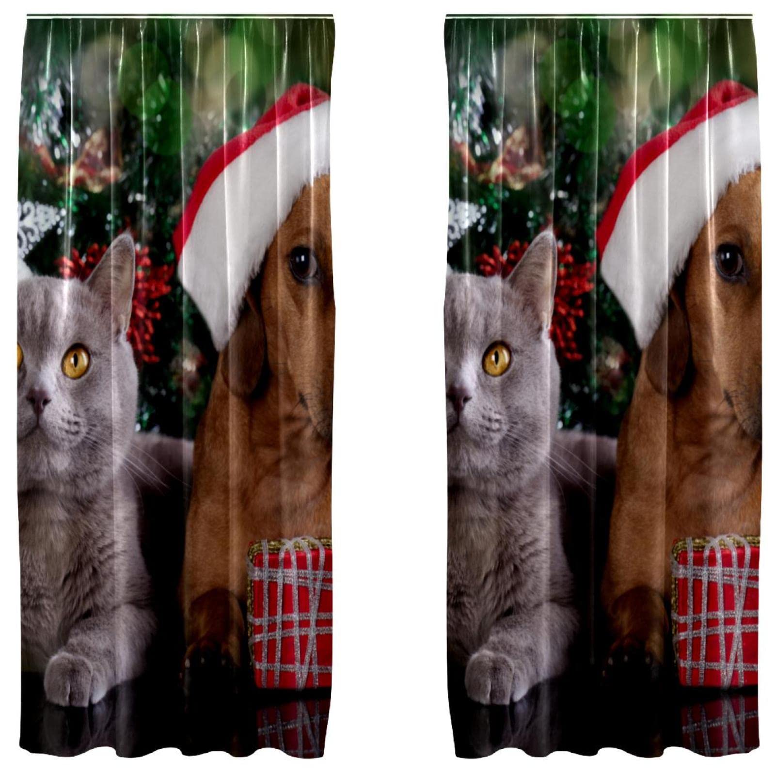 Juego de 2 paneles navideños para dormitorio diseño Papá Noel mascotas 55x84