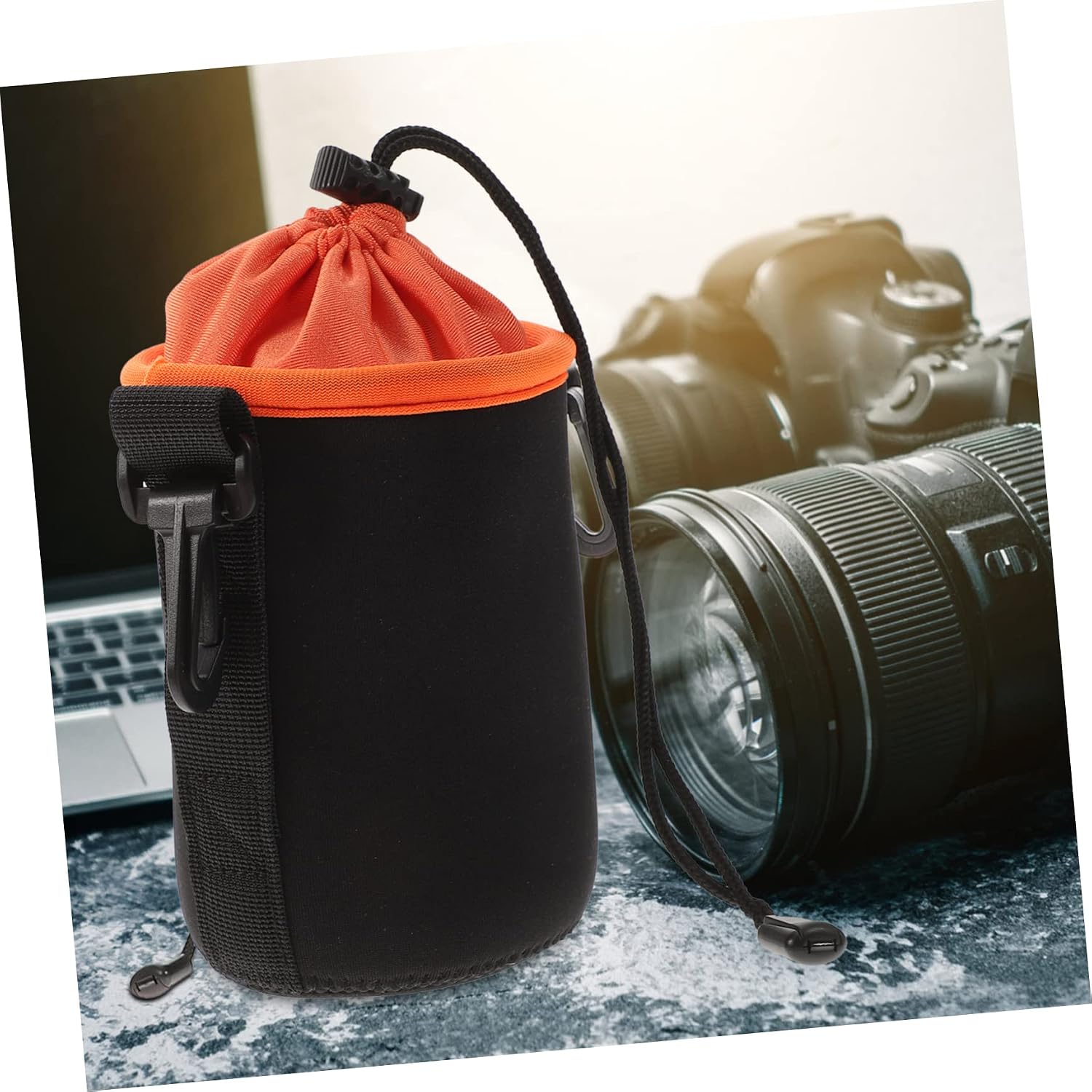4pcs Camera Lens Bag Protective Case Drawstring Design for Outdoor Activities