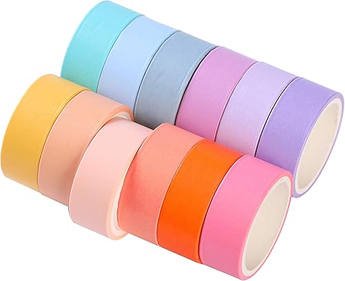 Miniatura 5 de LEOTER Juego de 30 rollos de cinta adhesiva Washi, arco iris colorido de 0.591 in de ancho, cinta decorativa para manualidades para diseños de