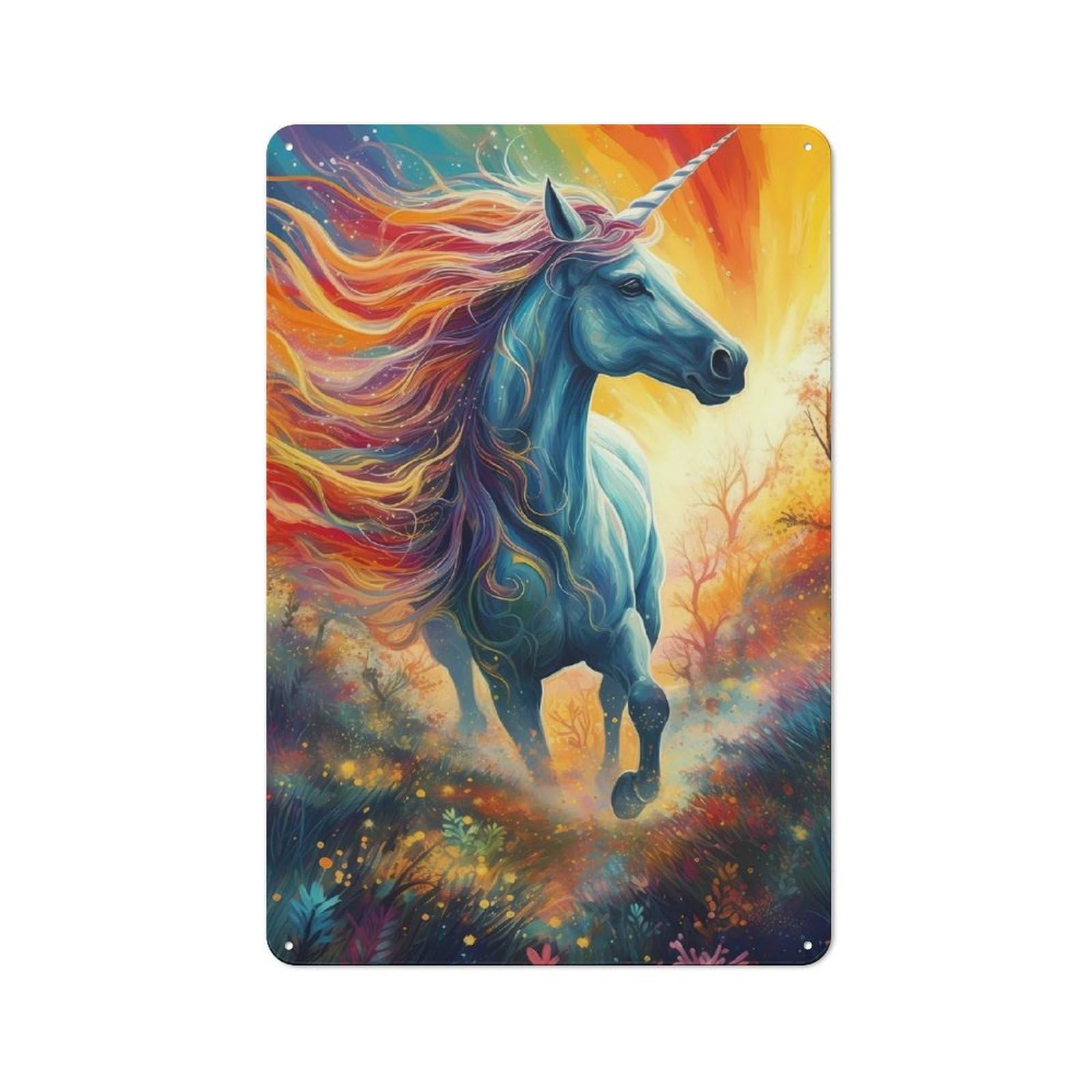For Hobby Room Or Studio, Unicorn Horse Fantasy Retro-style Tin Sign 30x20cm, for Room Styling Across Hobby Rooms And Studios
