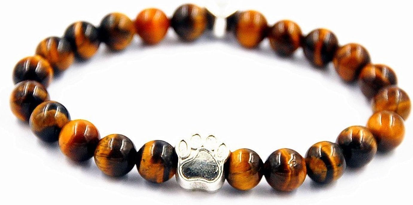 MAINBEAD Jewelry Set Silver Dog Paw Turquoise Purple Agate Bead Bracelet