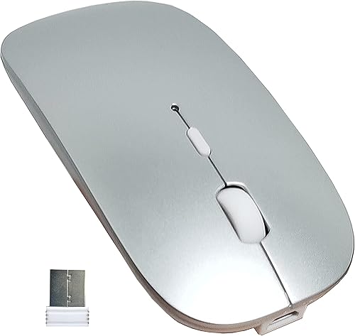 SUNGI Ratón Bluetooth inalámbrico recargable de doble modo (Bluetooth 5.0+USB), silencioso delgado con mouse de computadora DPI ajustable para