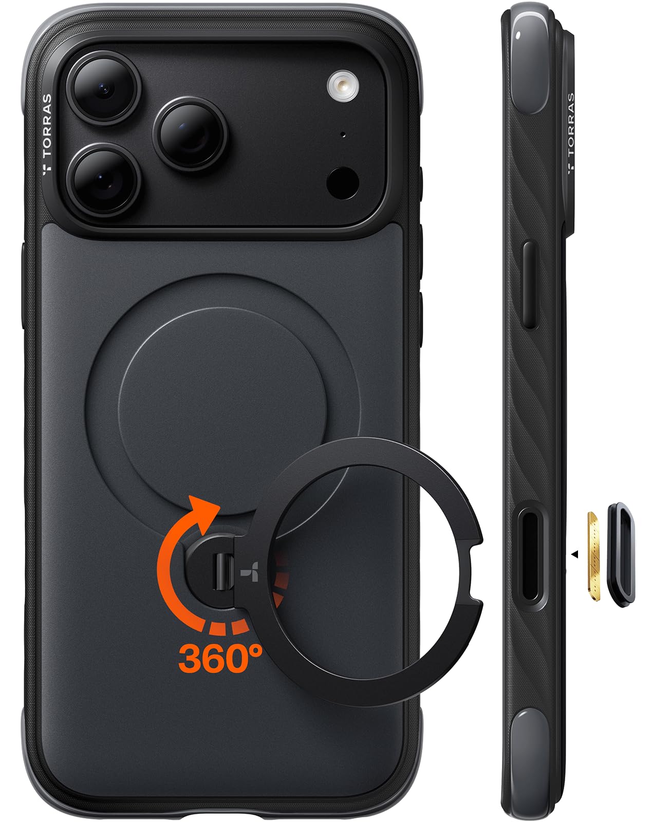 Q3 Rugged for iPhone 18 Pro Max Case 360° Magnetic Stand, Jet Black