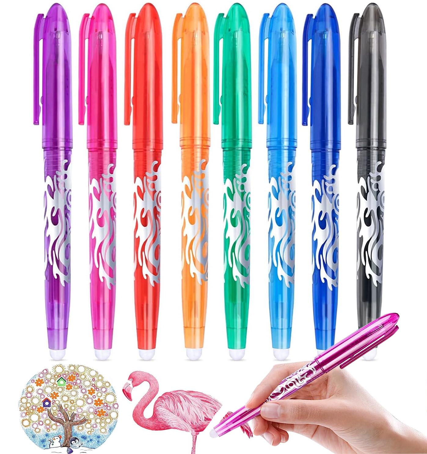 VELEGO Erasable Pens, Erasable Gel Ink Colors Pen, 0.5mm Fine Point Ballpoint Pens Quick- drying Gel Erasable Pen for Adults Kids Students School Office Stationary Supplies Gifts