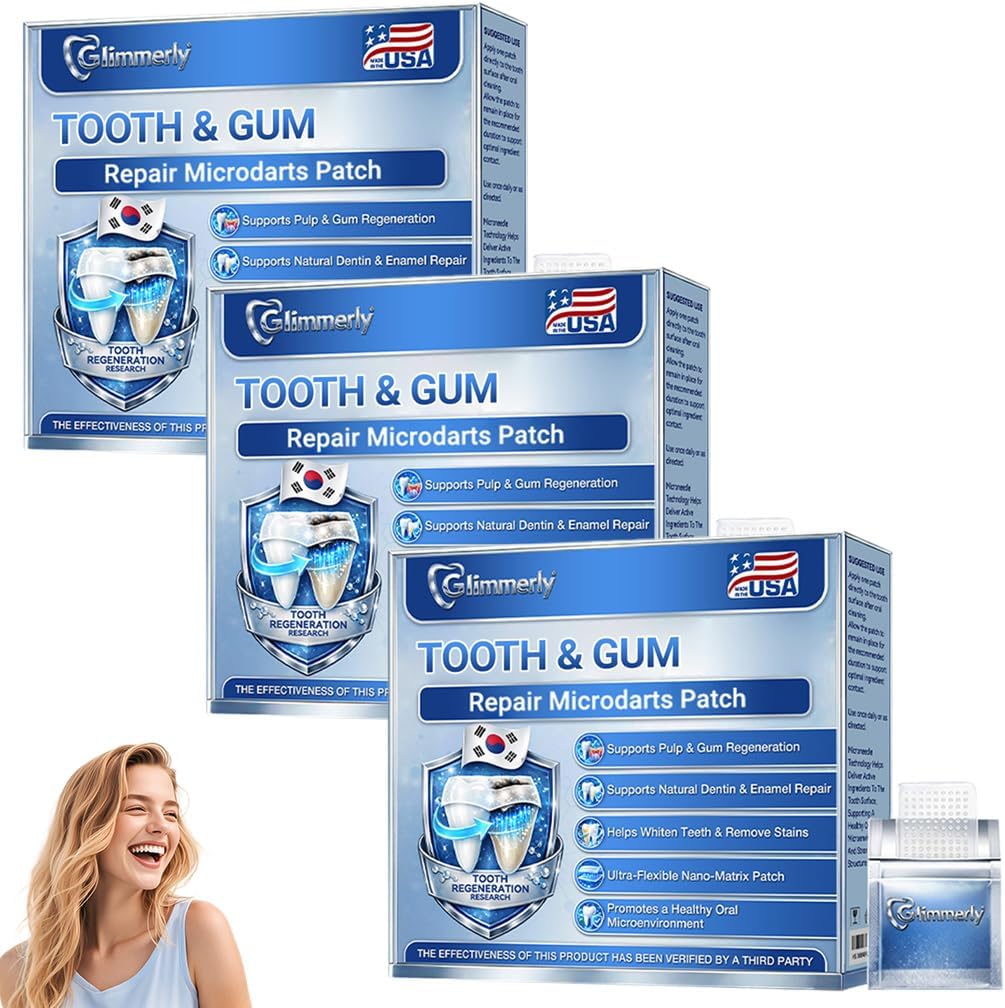 Glimmerly Tooth & Gum Repair Oral Strips, Teeth Whitening Strips, Whiten Teeth and Freshen Breath (3PCS)