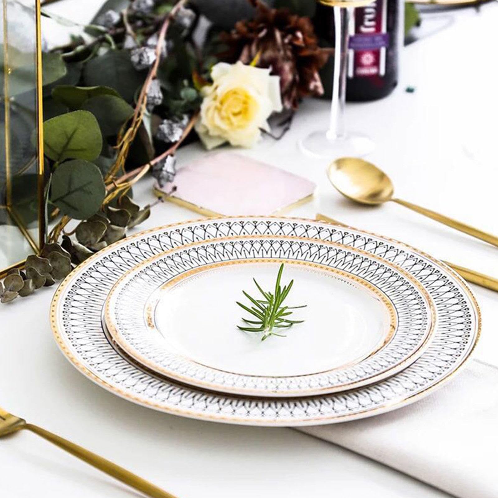 Onniyor Set Di 6 Piatti Piani In Ceramica Rossi 25cm - Design Natalizio Con Rilievo, Adatti A Microonde E Lavastoviglie, Per Insalate E Dessert - 2