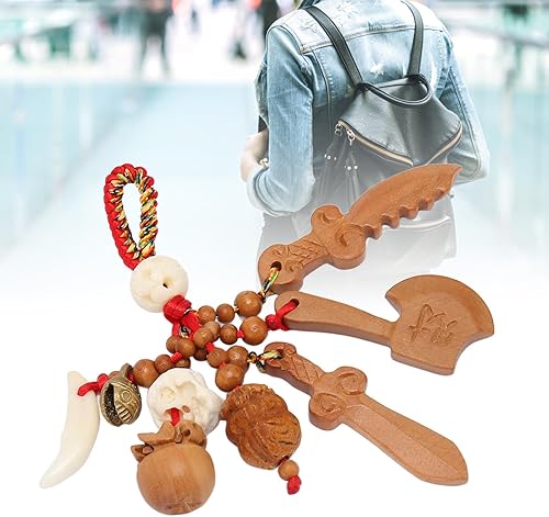 Miniatura 7 de TOPINCN Amuleto de espada de madera de durazno para hacha para proteger a los espíritus malignos, cuchillo con colgante de madera de durazno,