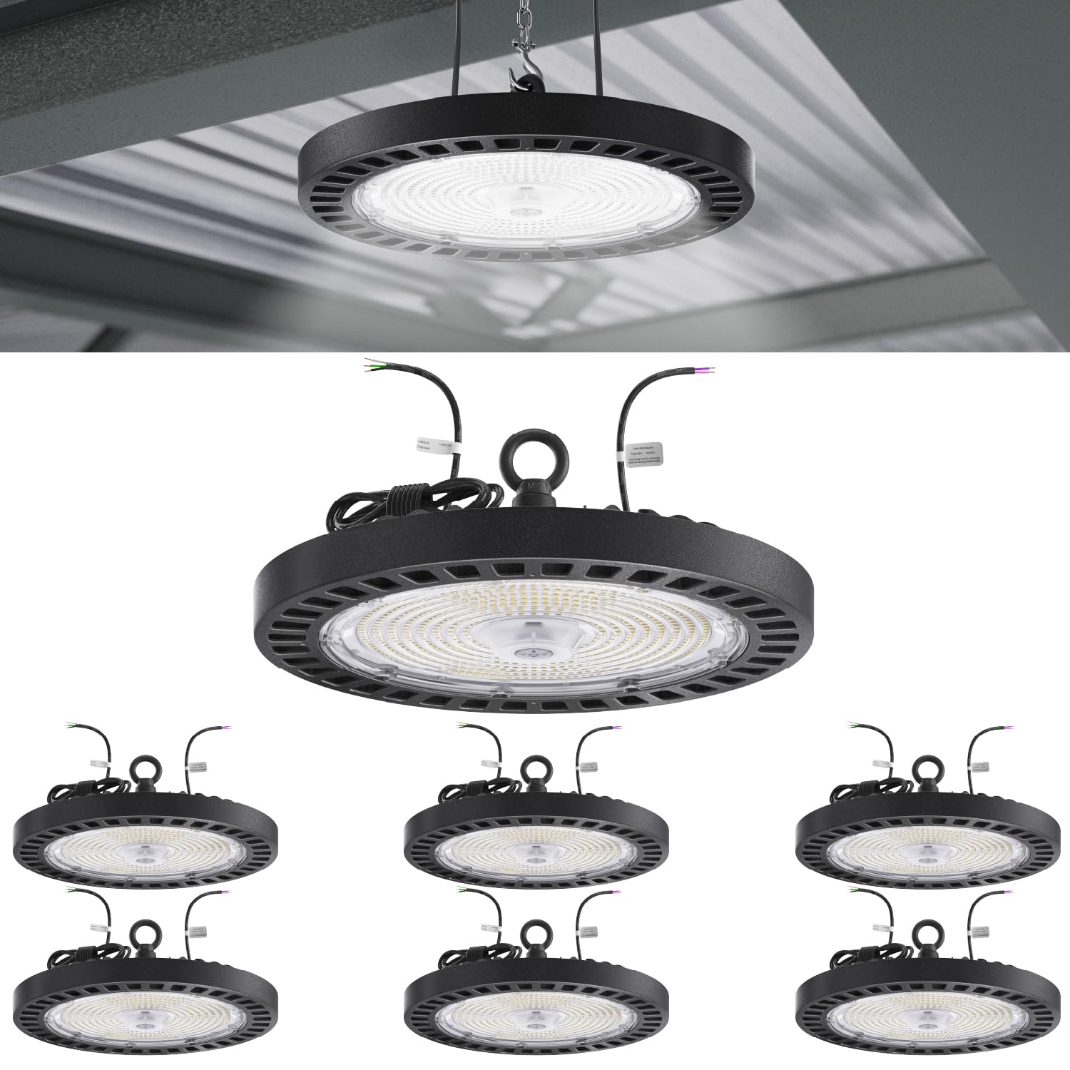 Sunco 6 Pack UFO LED High Bay Light, 200W, 28000 Lumens, 5000K 120