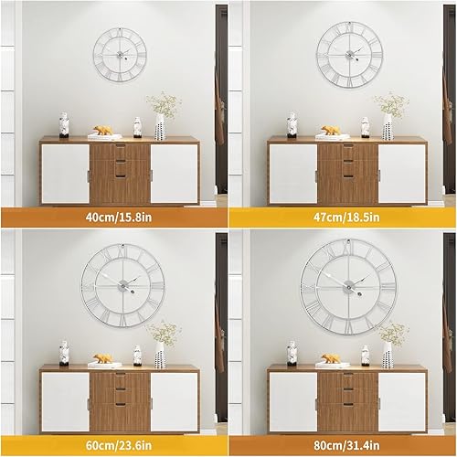 Miniatura 25 de Reloj de pared grande para decoración de sala de estar, 16 pulgadas, silencioso, sin tictac, funciona con pilas, reloj de pared moderno decorativo