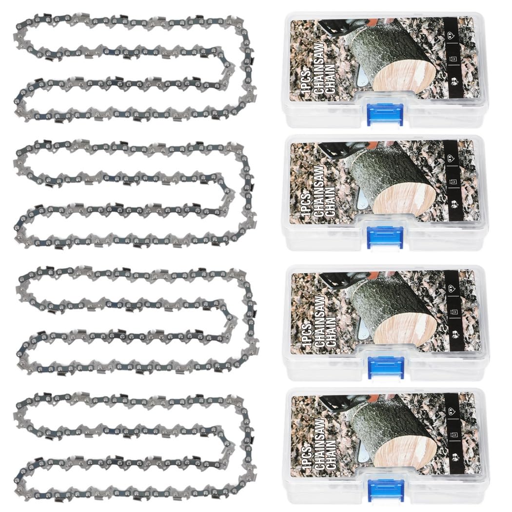 Cadena de repuesto de aleación de bajo retroceso con paso de motosierra de 3/8 pulgadas, 14 pulgadas, 4 piezas para sierras compatibles, eléctricas para Poulan, con compatible, motosierra eléctrica