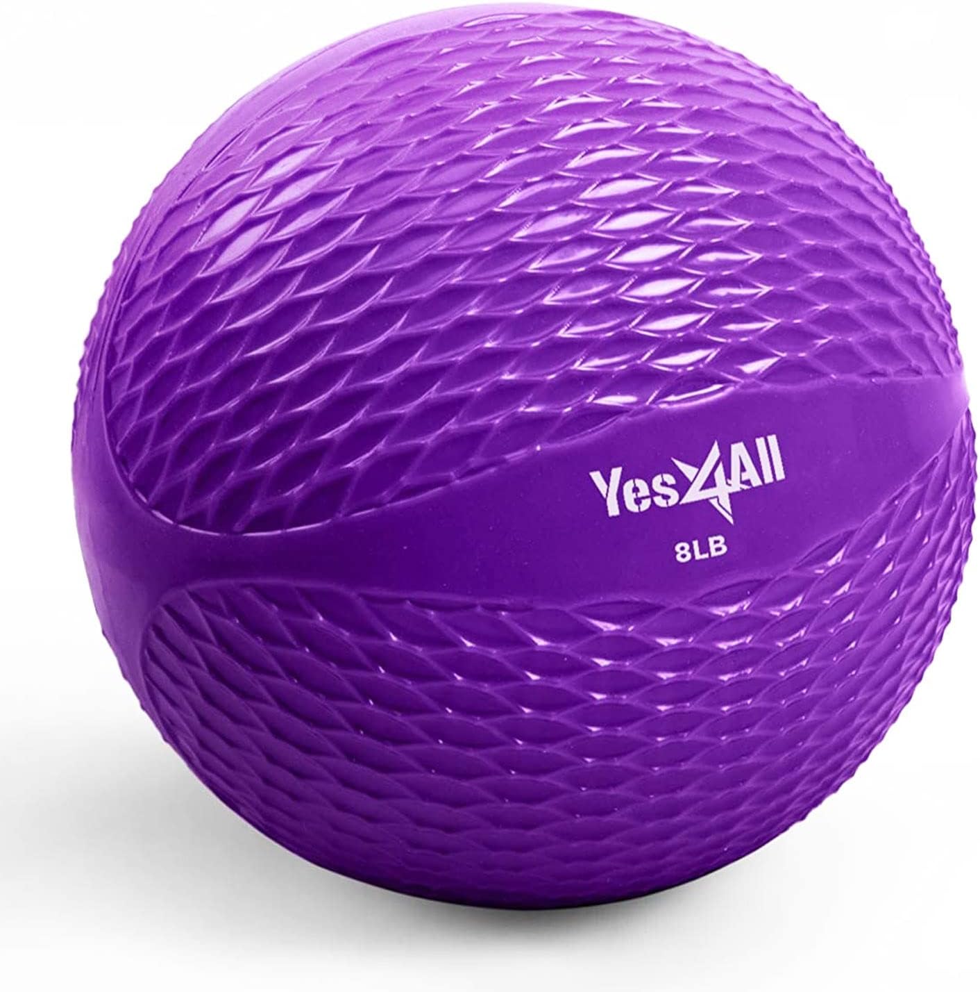 Yes4All Weighted Toning Balls for Exercise, Soft Medicine balls for Exercise, Pilates, Yoga, Balance, Flexibility, 2-10lbs K. 8lb - Purple B. Diamond Grip - Knurl