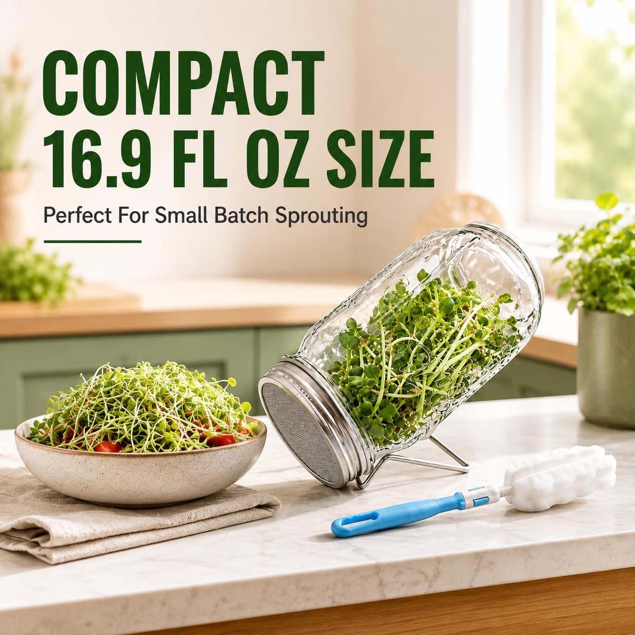 Mason Sprouting Jar Kit 16.9oz with Sprout Lids microgreens growing kit
