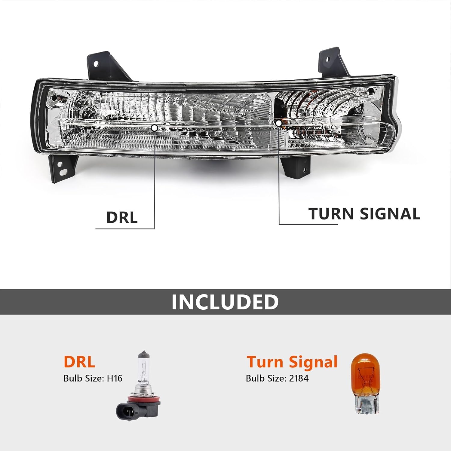 Huray Right Signal Light for Jeep Compass 2017-2021 Daytime Running Light Parking Lamp OE Replacement Assembly 55112721AB (Passenger Side)