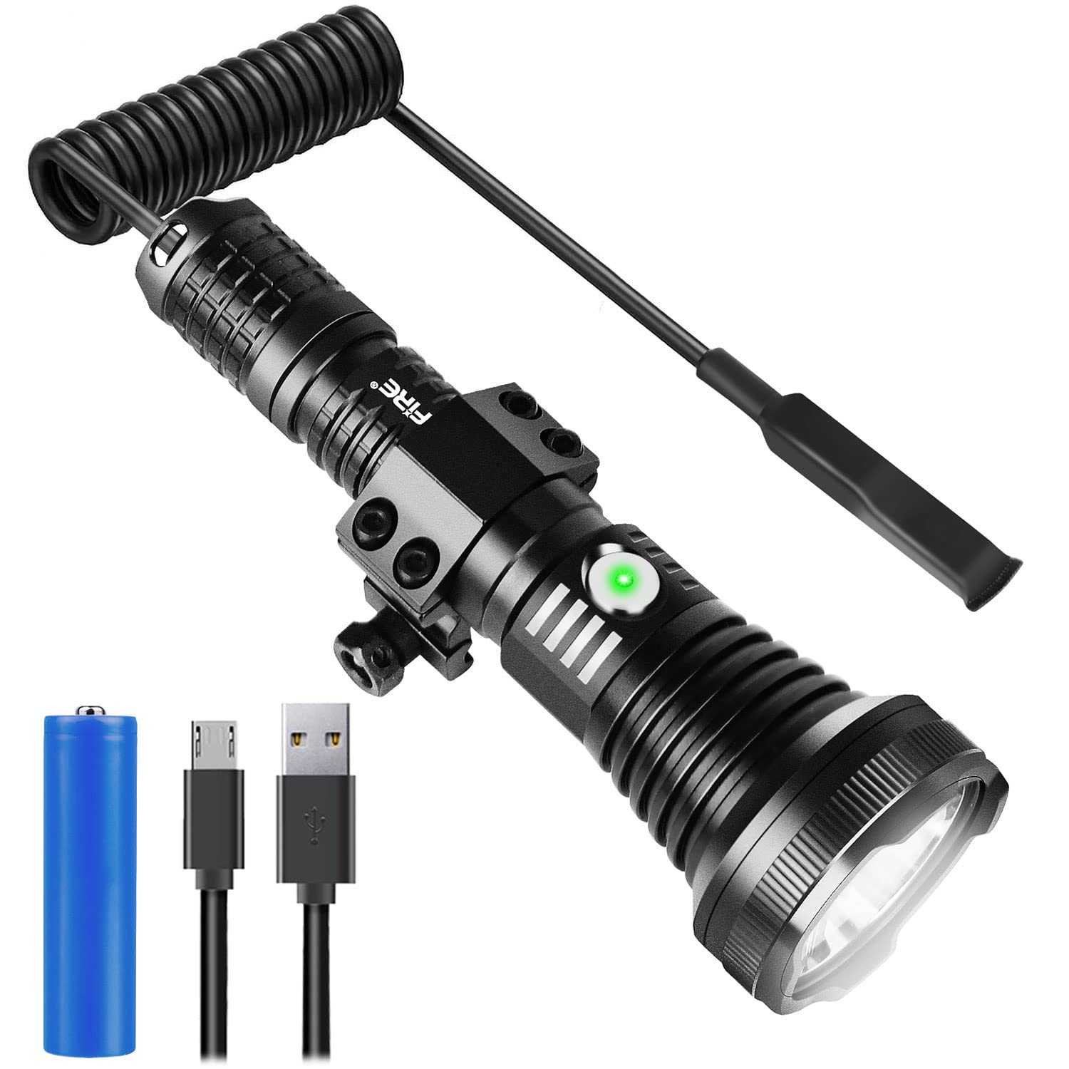 Buy 3000 FT Beam Flashlight Double Switch Rechargeable Powerful LED
