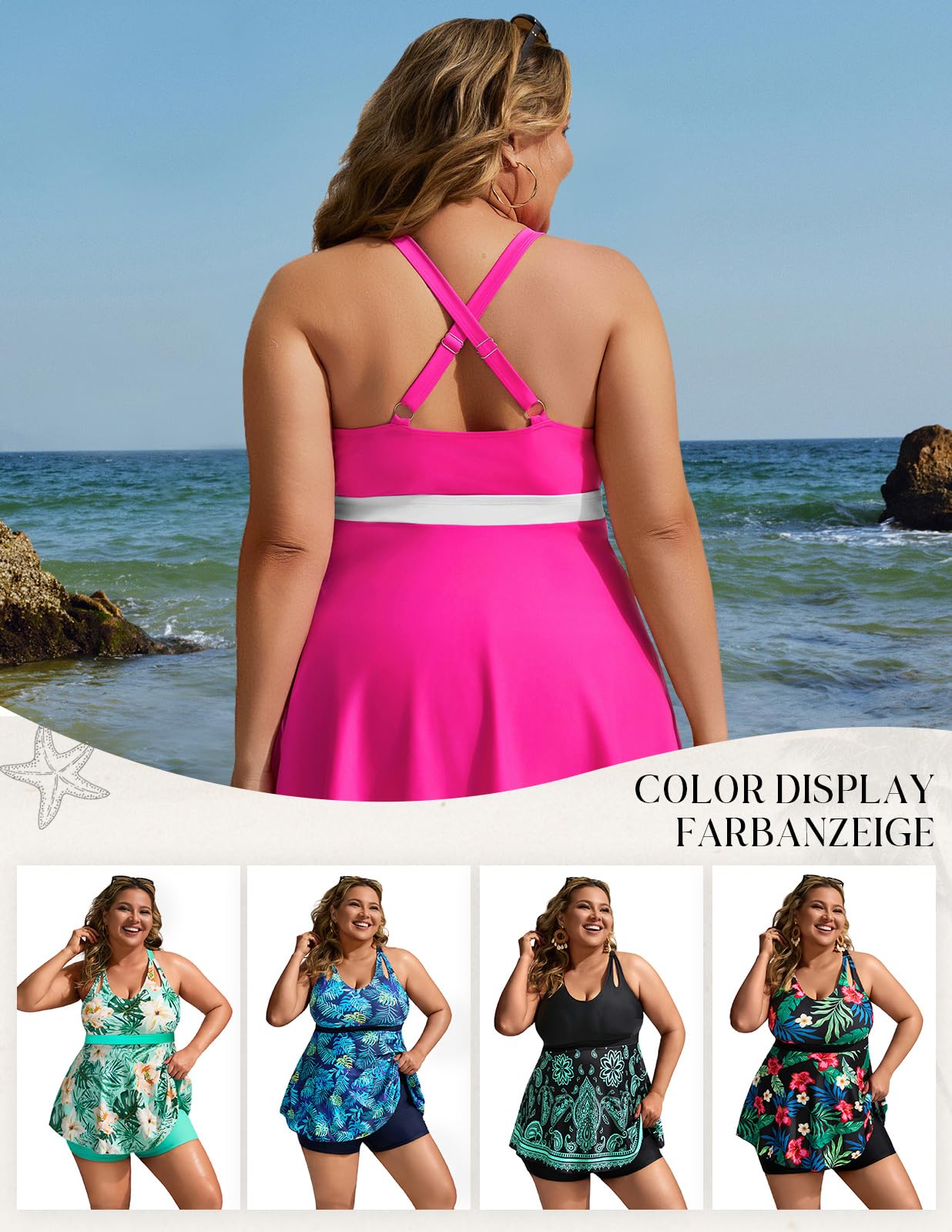 Hanna Nikole Costume da Bagno Due Pezzi da Donna con Controllo della Pancia e Vita Alta Costume da Bagno Vintage con Gonna
