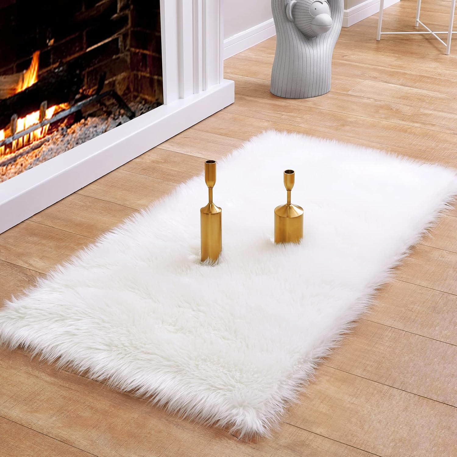 Soft White Fur Rug Fluffy Rug, Small Faux Fur Rugs for